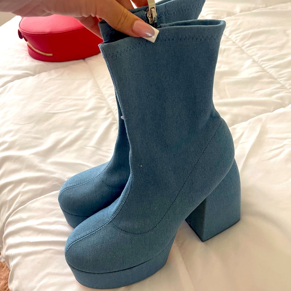 Denim boots